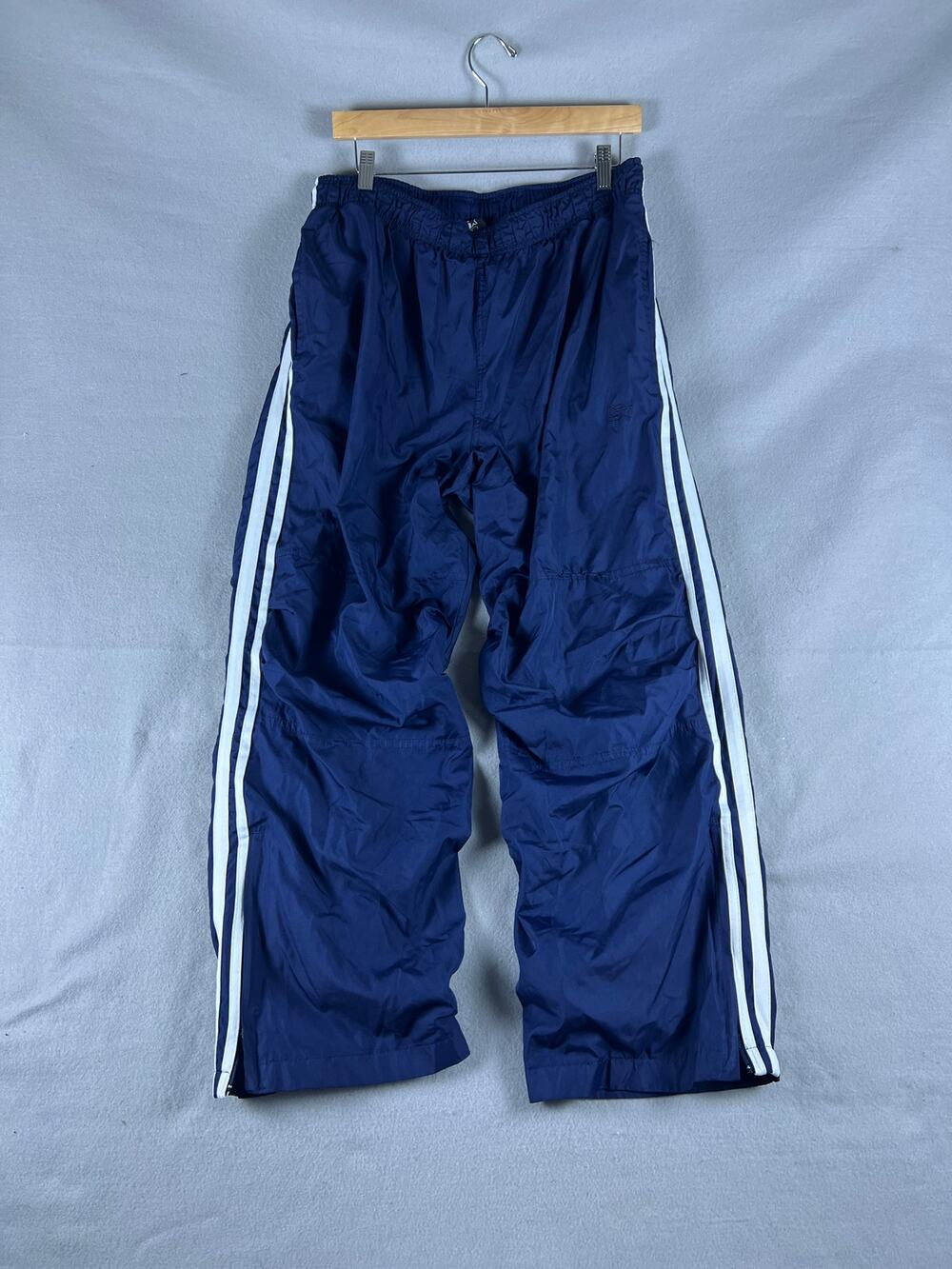 Starter Track Pants Mens L Blue White Stripes Wide Leg Softshell Windbreaker